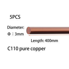 5PCS Pure Copper round Rod Length 15.7″ Dia 1/8″ for Grounding, Gardening