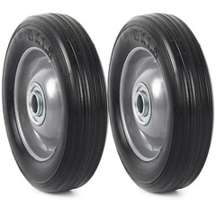 (2-Pack) 6” x 1.5” Flat Free Solid Rubber Wheel Assemblies – Replacement Hand…