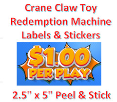 Crane Claw candy vending machine Labels Sticker Decal Price CARTOON