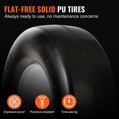 Flat-free 13×5-6in PU Tires with Rim 3.25-5.9in Centered Hub 3/4in Bushing