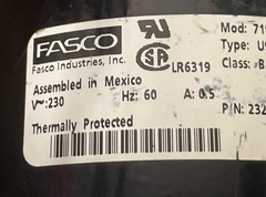 Fasco Type U90B1 Motor Fan 71902582 V230 Class B Mexico