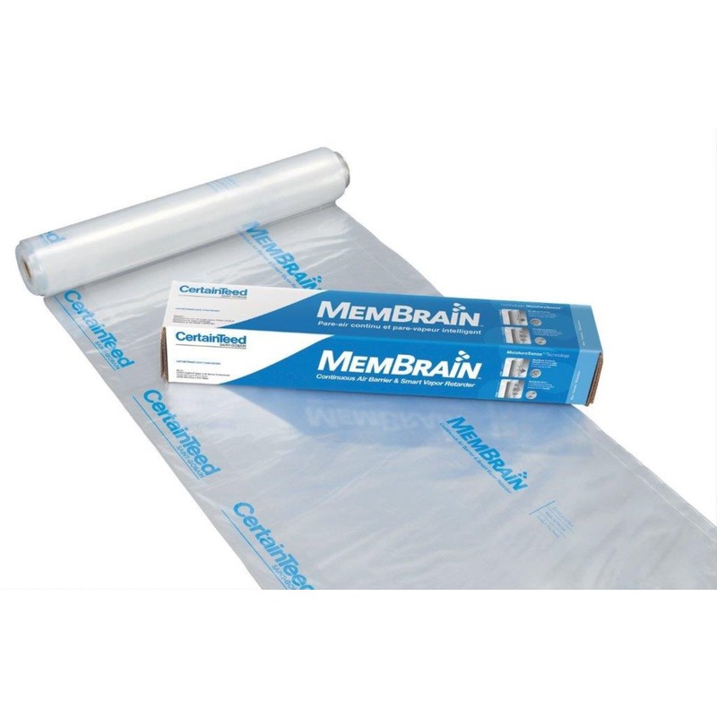 CertainTeed MemBrain 8’x100′, 2Mil Vapor Retarder, Moisture Protection, 833 SqFt