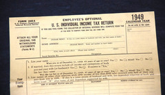United States U.S. INDIVIDUAL INCOME TAX RETURN Form 1040A Unused IRS VTG 1949