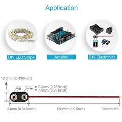 9V 15cm Battery Connector T Type Clip Plug Wire Cord Leads 9 Volt 5PCS