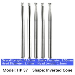 5/pk Vakker Dental Carbide Burs Long Straight HP Round Taper Burs for Low Speed