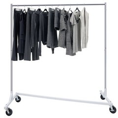Stable Z-Base Garment Rack Rolling Clothing Rack Chrome Collapsible W/Casters