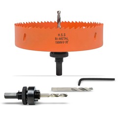 6-1/8 Inch Hole Saw with Arbor for Metal Wood Plastic, 6.1 in Bi-Metal Hole Cutt