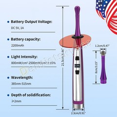 Wireless Dental Orthodontics LED Curing Light Lamp 2500mw 1 Sec Cure