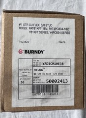 BURNDY YAD1CM10E38 Ring Terminal,Bare,#1 AWG,Box Of 50