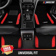 NASCAR Car Floor Mats Red Leather Design Universal Fit All-Weather