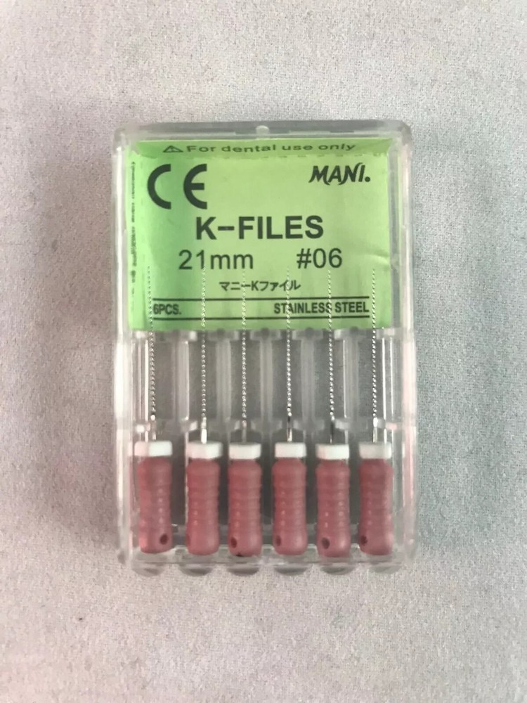 Mani Dental Root Canal Endo K-files 21-25-31mm All Sizes-6Files/pk