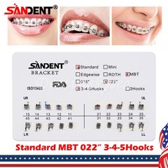 10Packs Dental Orthodontic Brackets Metal Braces Standard MBT 022 Hooks 3-4-5