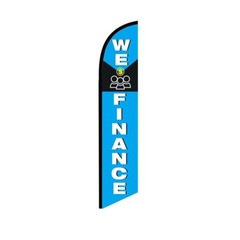 We Finance Blue Swooper Flutter Feather Flag | 3ft W x 11.5ft Tall
