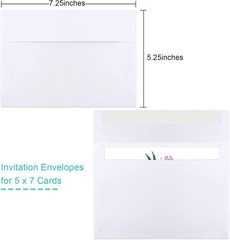 50 Pack White A7 Self-Seal Envelopes for Invitations & Mailing