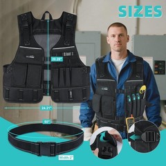 MELOTOUGH Tool Vest for Men with Belt, Adjustable Multi-Pocket Safety Tool Ve…
