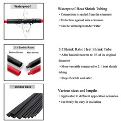 4:1 Heat Shrink Tubing Tube Black Glue Waterproof Dual Wall Wires Wrap