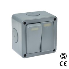 Outside Light Switch 2 Gang 2 Way Outdoor Weatherproof Waterproof Switch IP66