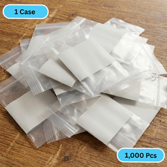 1000 Clear Reclosable Plastic Top Zipper Bags with White Block 3″x 5″ 4 Mil