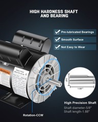 1.5HP Air Compressor Motor,3450 RPM Electric Motor,115/230V Single Phase Motor
