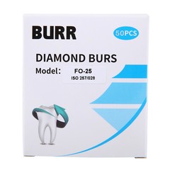50pcs/10 Packs Dental Diamond Burs FO-25 FG 1.6mm Fit for High Speed Handpiece