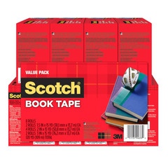 Scotch Book Tape: Value Pack / 8-pack / 2 1-1/2 in., 4 2 in., 2 3 in. (Clear)