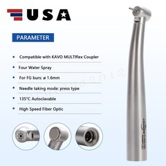 Abdent Dental Fiber Optic LED Handpiece 4 Spray/4 Hole LED Coupling Fit KAVO