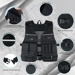 MELOTOUGH Tool Vest for Men with Belt, Adjustable Multi-Pocket Safety Tool Ve…