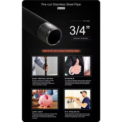 3/4 In. X 36 In. Black Steel Pipe