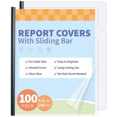 Professional 100 Pack Clear Report Covers, 25 Sheet Capacity