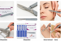 10 PK DISPOSABLE SCALPELS #22-SINGLE USE – DISSECTING, SURGICAL, DERMAPLANING