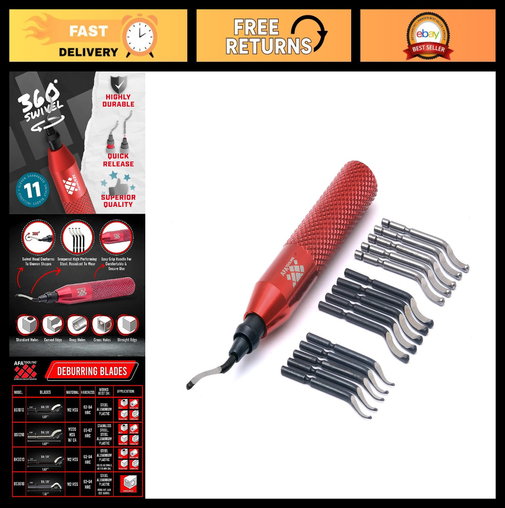 Deburring Tool with 15 High-Speed Steel Blades – Metal, PVC, Plastic & 3D Printi