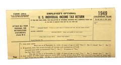 United States U.S. INDIVIDUAL INCOME TAX RETURN Form 1040A Unused IRS VTG 1949