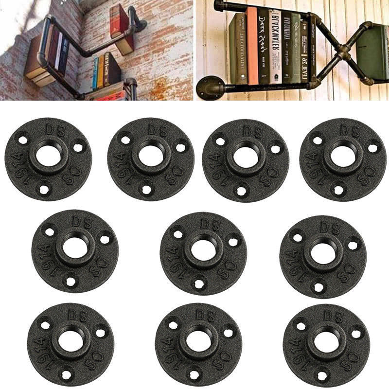 3/4″ BLACK MALLEABLE IRON FLOOR FLANGE fitting pipe npt – LOT OF 50 – vintage
