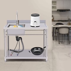 1 Compartment Commercial Sink Kitchen Utility Sink Prep Table Stainless Steel