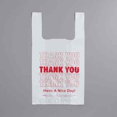 (1000 BAGS) T-SHIRT THANK YOU PLASTIC 1/8 BAGS 10″ x 5 x 18″ RECYLCED MATERIAL