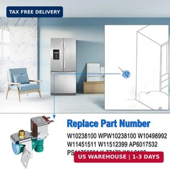 W10238100 WPW10238100 W10498992 Refrigerator Water Inlet Valve, Compatible with