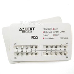 AZDENT Dental Orthodontic Bracket Braces Standard MBT Slot .022 Hooks on 3