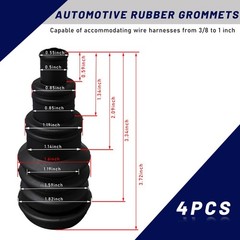 4 PCS Universal Firewall Boot, Rubber Grommets Can Accommodate 3/8 to 1 Inch …