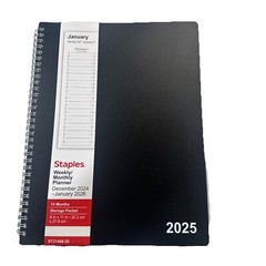 Staples Dec 24-jan 26 14 Month Planner 8.5″ x 11″ Weekly-Monthly Planner Black