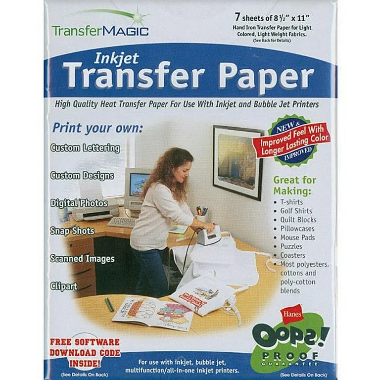 Transfer Magic Inkjet Transfer Paper 7 Sheets of 8.5″ x 11″ with Free Software