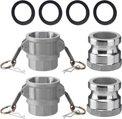 2 PCS Aluminum Camlock 2″ part D Cam & Groove Hose Fittings+2 PCS Aluminum Gl…