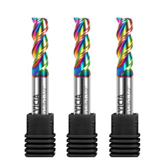 3Pcs 1/8″ Tungsten Carbide End Mills for Aluminum & Copper Alloys, 3-Flute DLC C