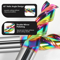3Pcs 1/8″ Tungsten Carbide End Mills for Aluminum & Copper Alloys, 3-Flute DLC C