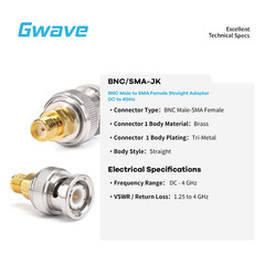 BNC Male to SMA Female Straight Adapter | DC to 4GHz