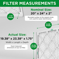 20x24x2 MERV 8 Pleated AC Furnace Air Filters. 12 Pack