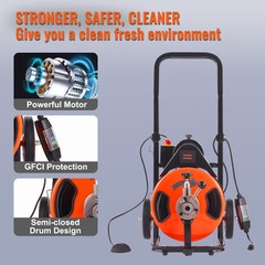 VEVOR Drain Cleaner Machine Electric Drain Auger 75 FT x 1/2 In Auto Feed