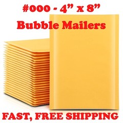 #000 4×8 KRAFT BUBBLE MAILERS SELF SEAL SHIPPING BAGS ENVELOPES PADDED 4×7