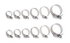 12-Pack 304 Stainless Steel Adjustable Worm Gear Hose Clamps Sliver