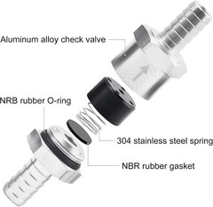 1/4″ Fuel Check Valve One Way Inline Non Return Diesel Gasoline Black 6mm 2PCS