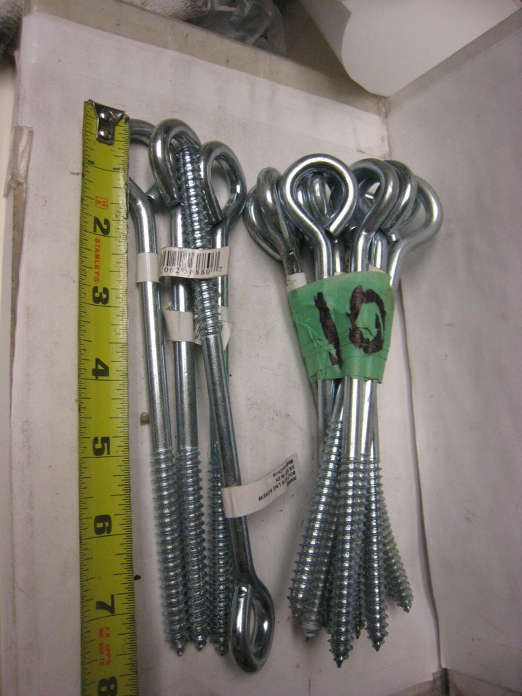 14 yes 14 Zinc Plated Lag Screw Eyes 3/8″ x 8″ long Hardware House 568807